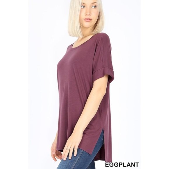 SAMMY ROUND NECK TEE EGGPLANT - Picture 1 of 1